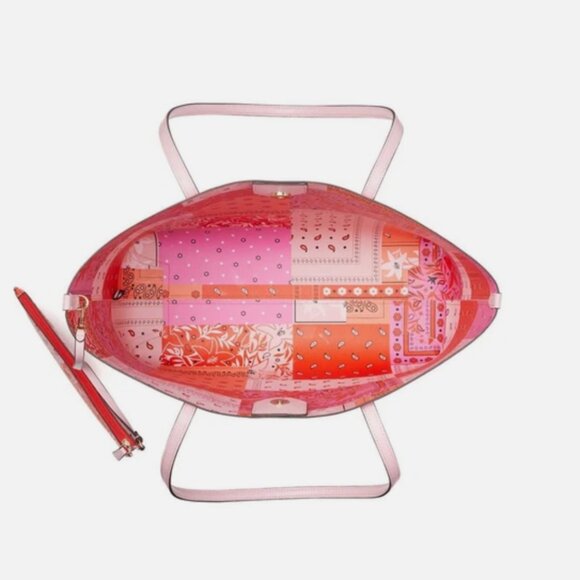 NWT KATE SPADE BLEECKER TOTE SHOULDER BAG PINK WITH BANDANA POP PRINT WALLET - Picture 4 of 5